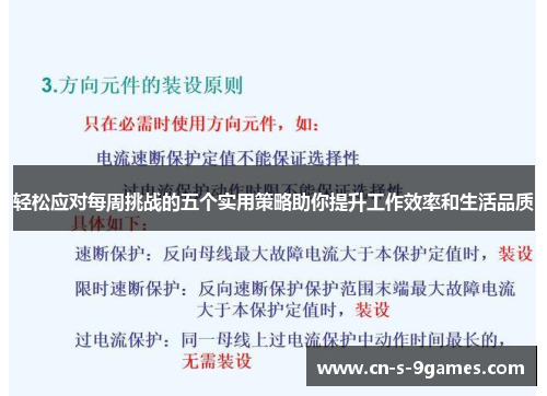 轻松应对每周挑战的五个实用策略助你提升工作效率和生活品质